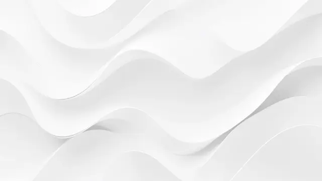 Smooth layered white and pale gray 3D paper waves form an abstract flowing background