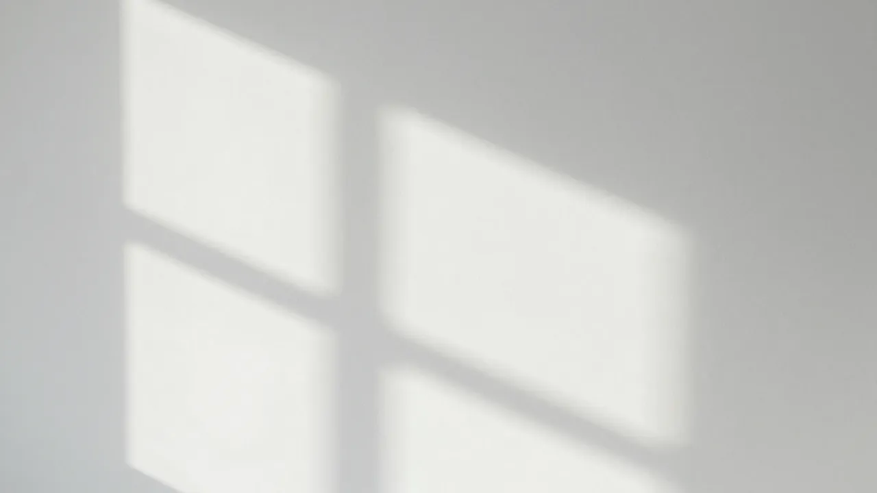 Gentle diffused window pane shadows fall across a plain light gray interior wall.