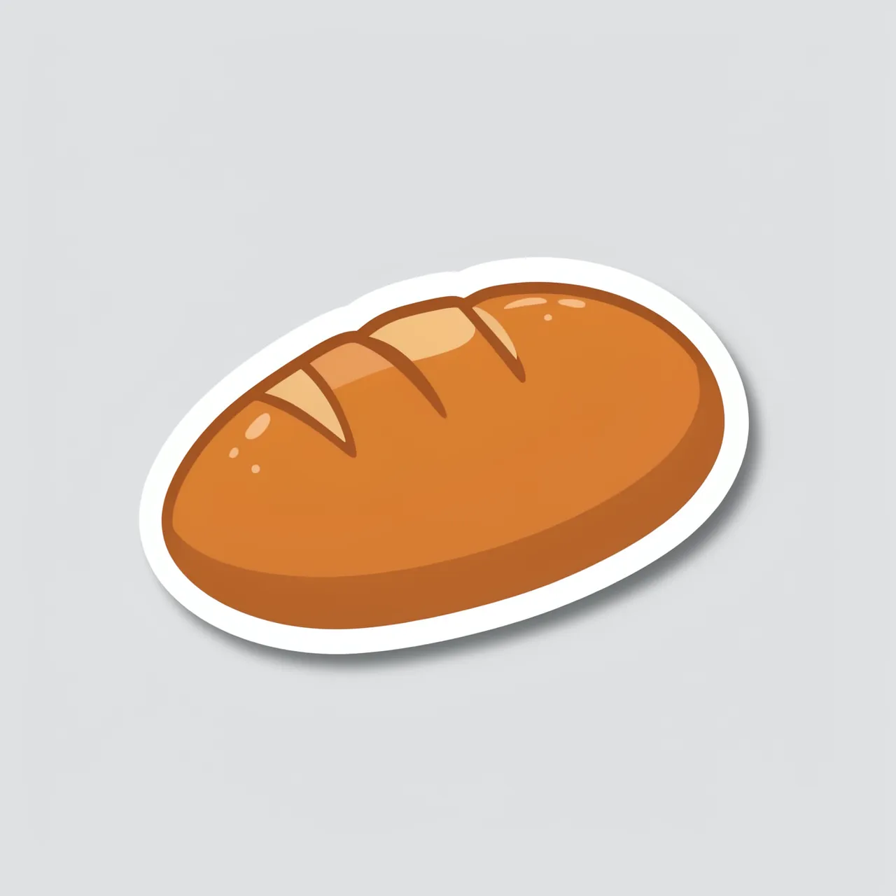 Cute die-cut sticker illustration of a scored sourdough loaf on a light gray background