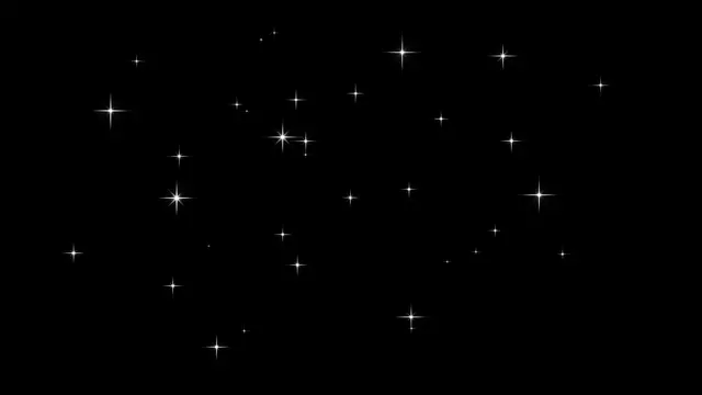 Sparsely scattered bright cross-shaped star glints appear against a solid pure black background
