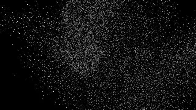 Uneven scattered tiny white dot noise with denser patches sits on a solid pure black background