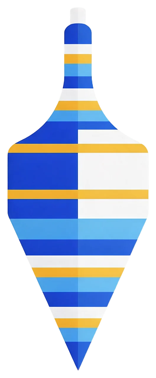Flat vector illustration of a patterned dreidel standing upright on its point