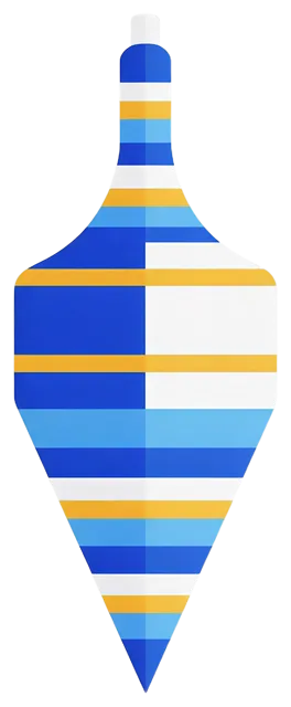 Flat vector illustration of a patterned dreidel standing upright on its point
