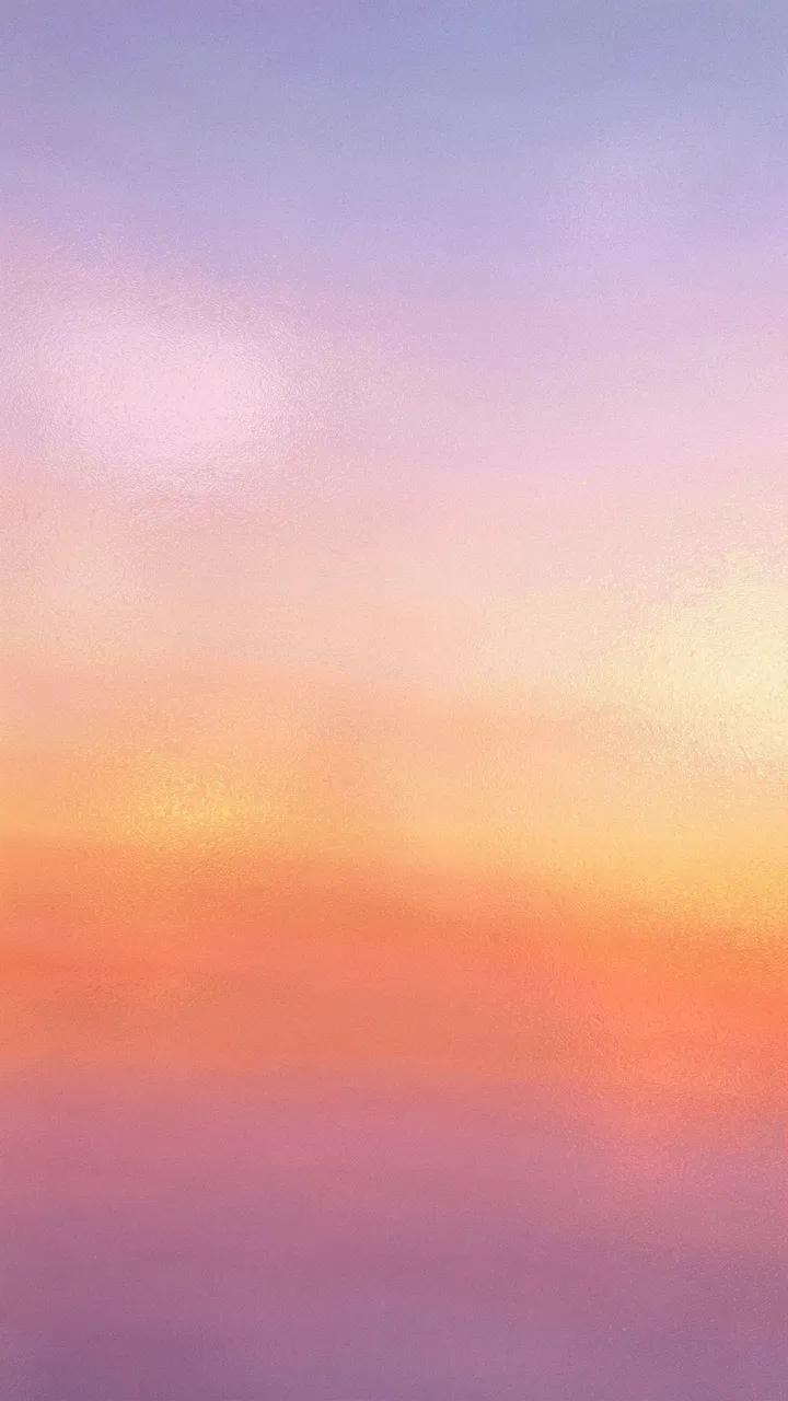 Vertical fine-grained gradient wallpaper blending soft purple, pink, orange and warm sunset tones with a pearly sheen