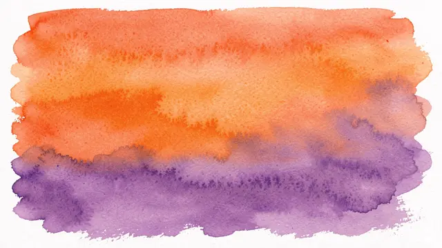 A soft blended watercolor wash with sunset orange tones transitioning smoothly into rich purple on textured paper
