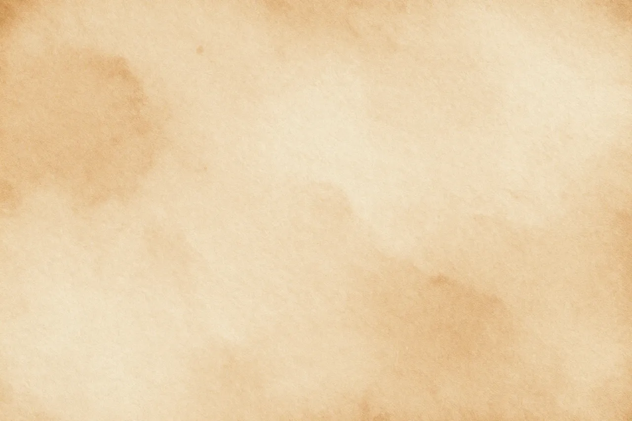 Soft aged paper surface with warm light brown tea-stained blotches across the frame