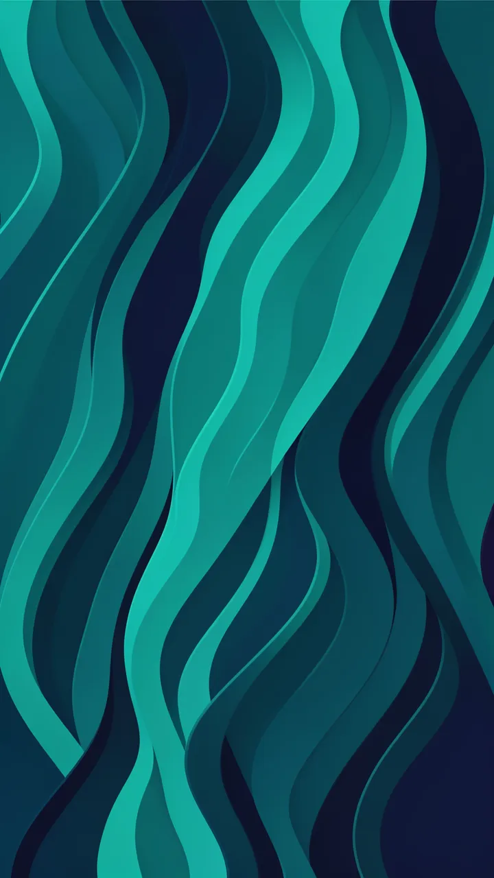 Smooth vertical wavy abstract stripes in layered shades of teal and deep navy