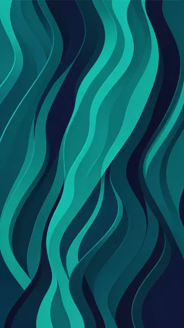 Smooth vertical wavy abstract stripes in layered shades of teal and deep navy