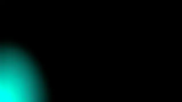 A smooth teal and cyan gradient light leak sits in the lower left on a solid pure black background