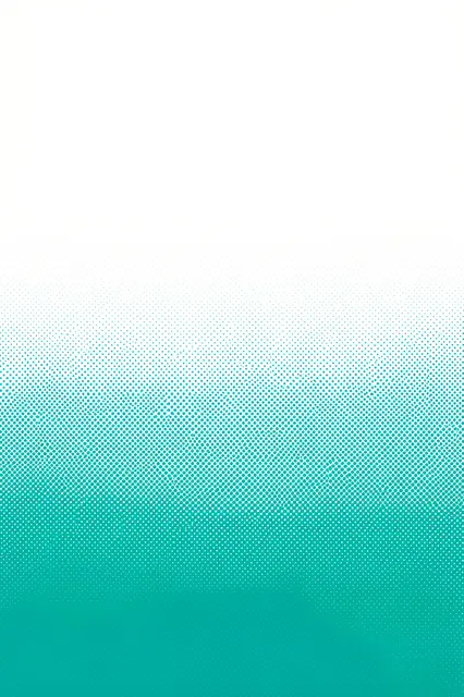 Tall vertical halftone dot background fading from teal at the bottom to empty white space at the top