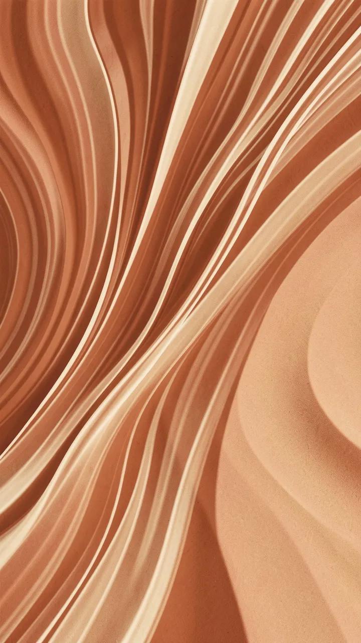 Smooth curved flowing abstract lines in warm terracotta and cream tones
