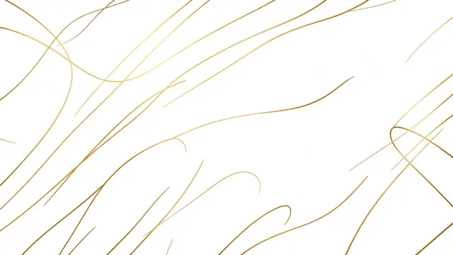 Smooth thin curving gold lines arranged across a plain bright white background