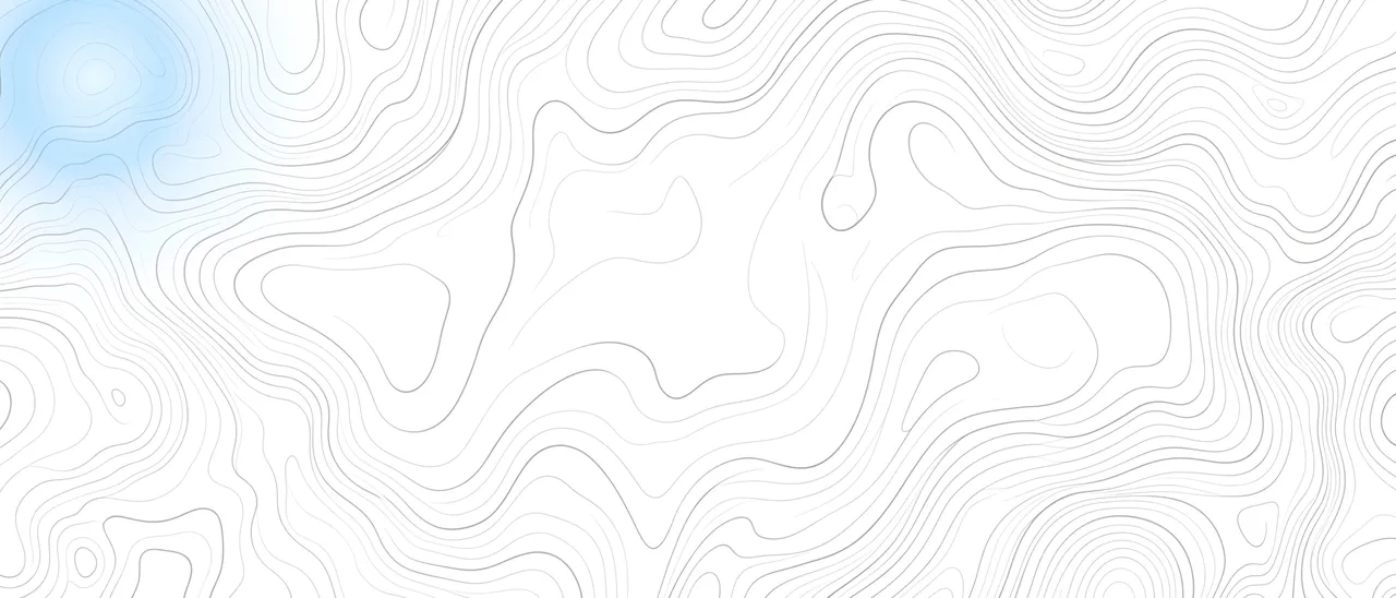 Pale gray topographic contour lines on white with a soft blue glow in the top left corner