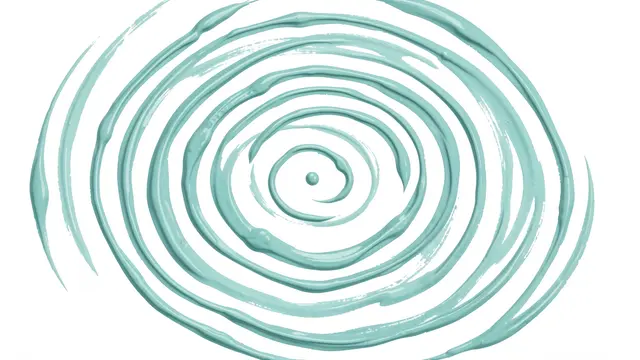 Wobbly hand-painted aqua concentric ripple rings sit on a plain white background