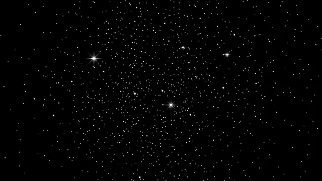 A sparse star field with bright twinkling stars set against a solid pure black background