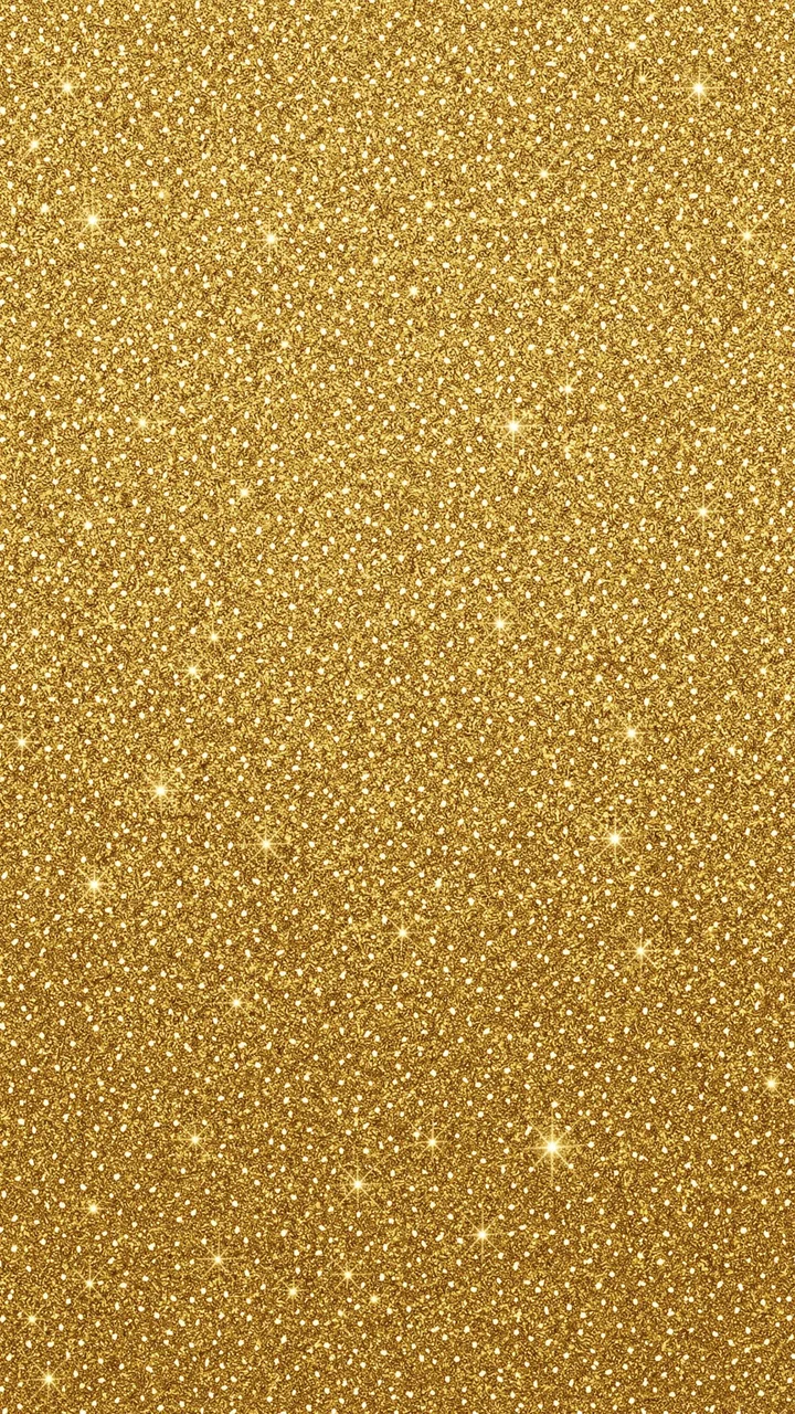 Full frame vertical frame of sparkling dense gold glitter with subtle bright star-like highlights.