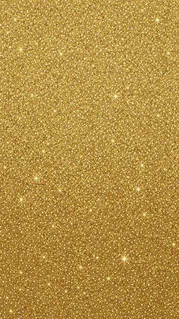 Full frame vertical frame of sparkling dense gold glitter with subtle bright star-like highlights.