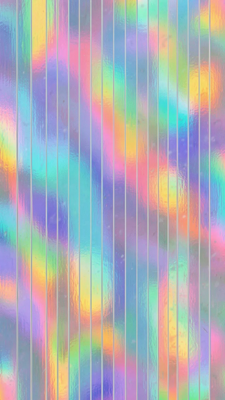 Textured vertical striped holographic iridescent gradient in soft pastel rainbow hues