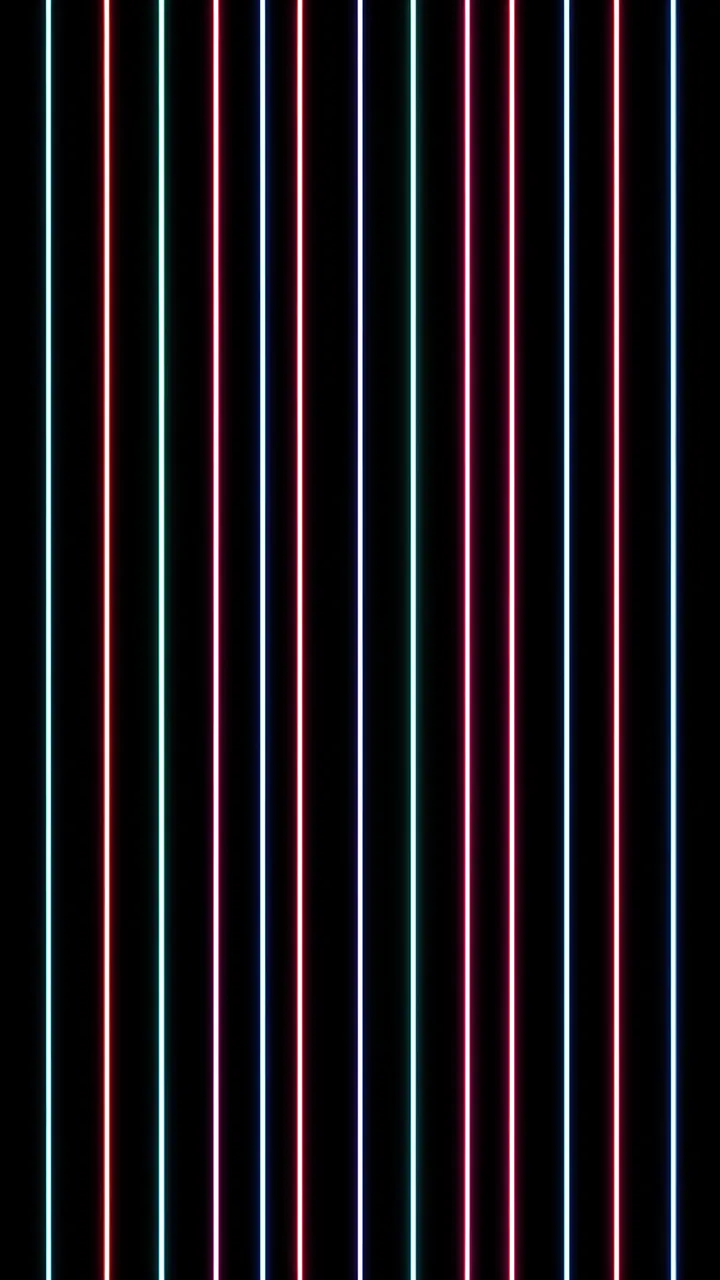 Evenly spaced glowing vertical neon lines in varied colors against a solid black background
