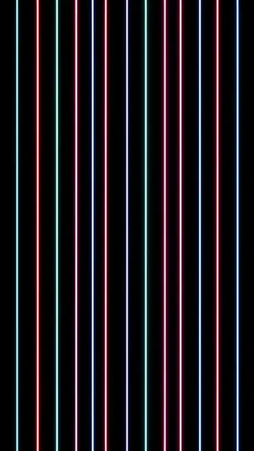 Evenly spaced glowing vertical neon lines in varied colors against a solid black background