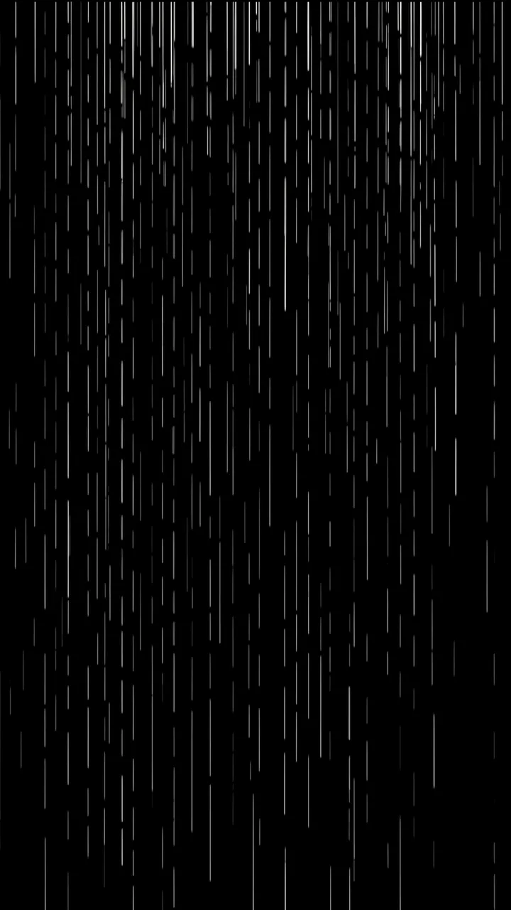 Sparse vertical rain drop streaks fall against a solid pure black background