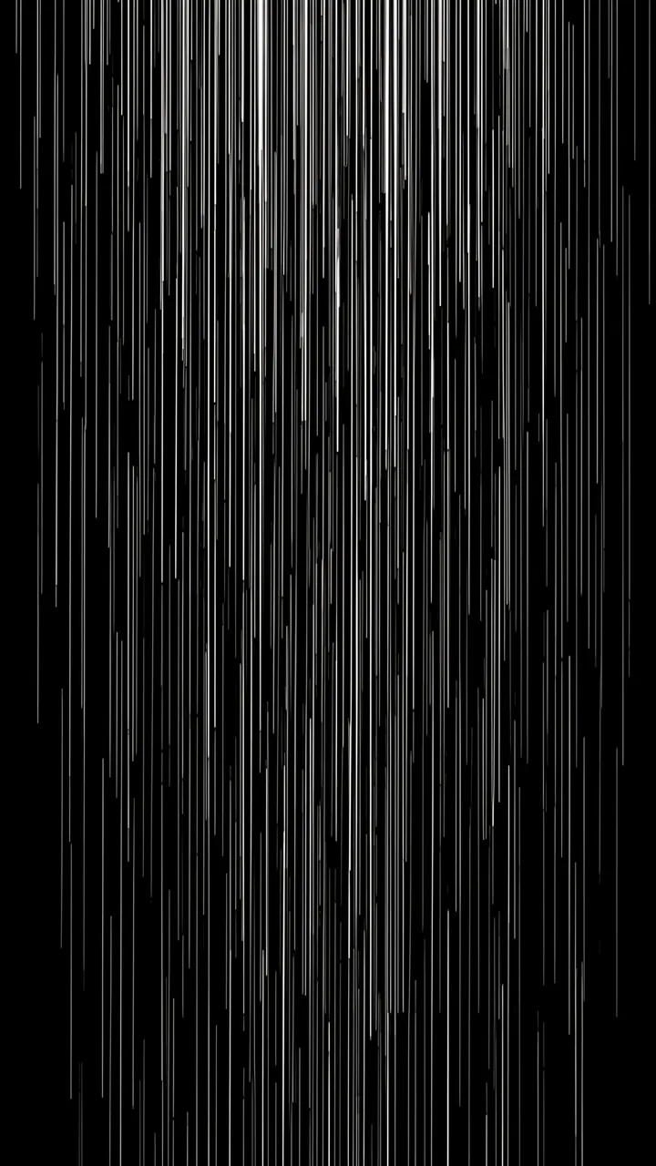 Long straight vertical rain streaks fall across a solid pure black background