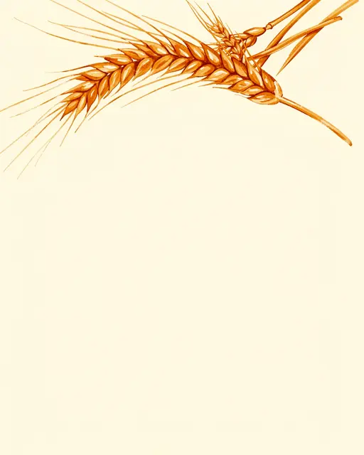 Hand-painted ochre wheat sprigs sit at the top of a solid warm cream background with empty copy space below.