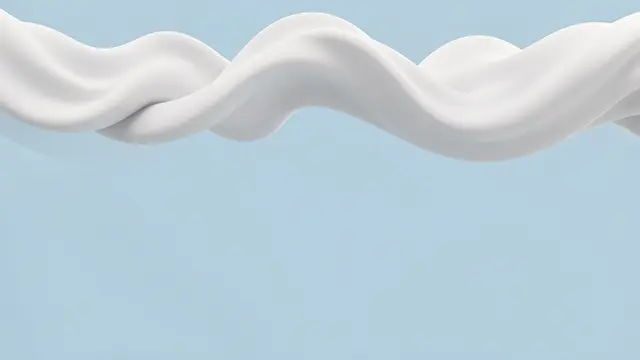 A smooth flowing white 3D swirl rests along the top edge of a pale blue background with empty copy space below.