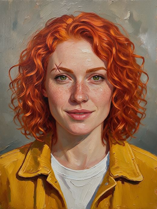 The same character: thick impasto oil painting