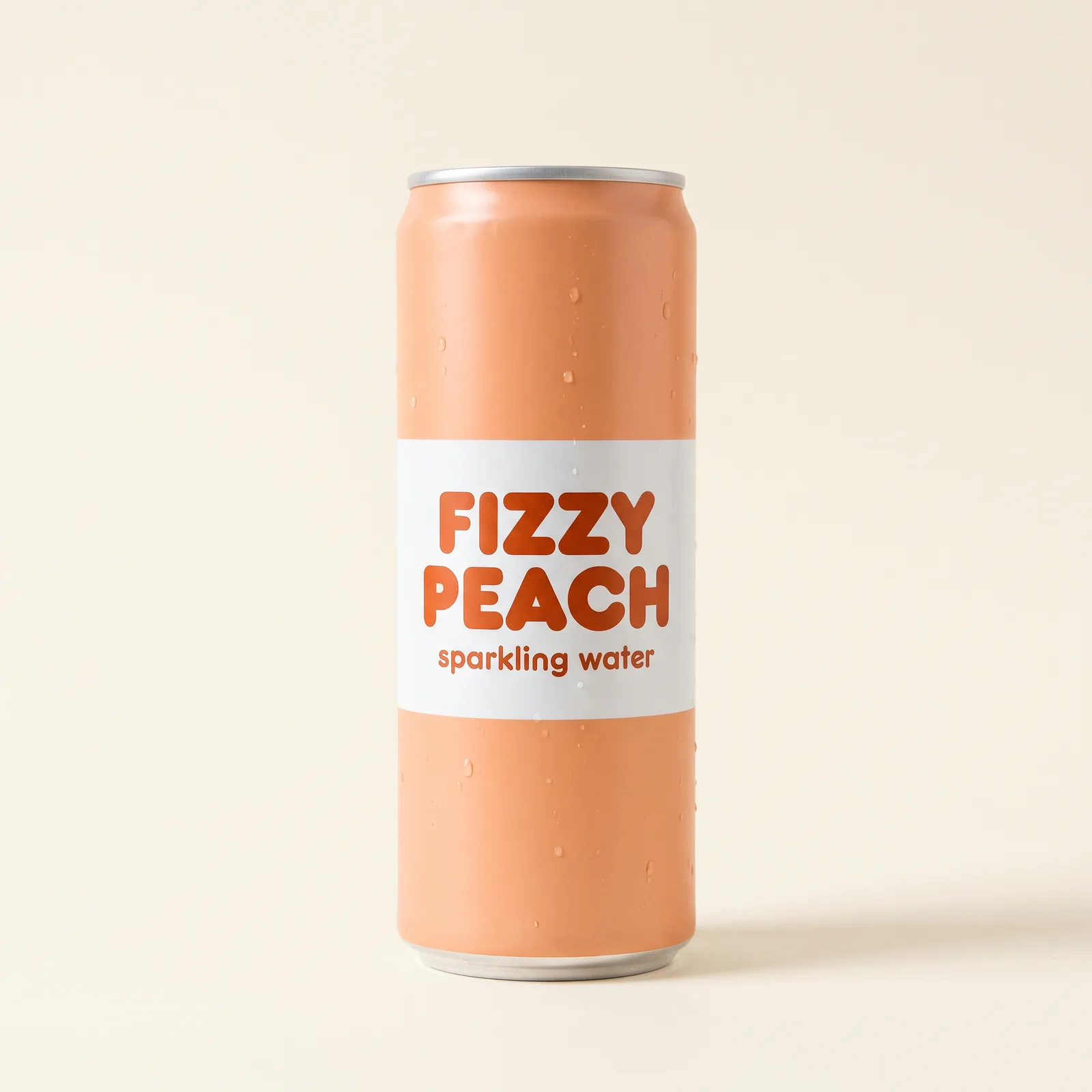 A clean product shot of a Fizzy Peach sparkling water can