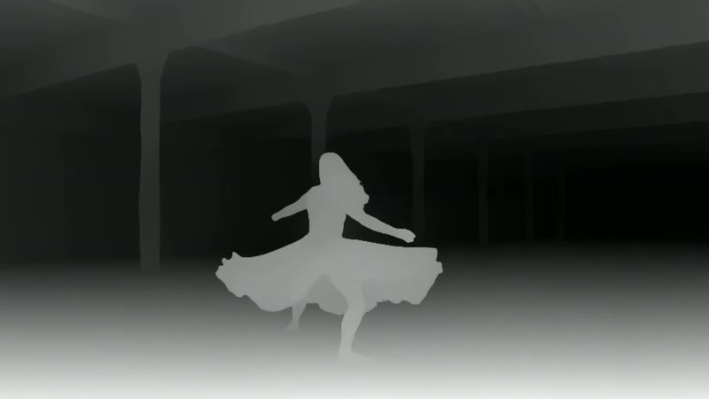 The same frame as a depth map made by Video Depth Anything Base