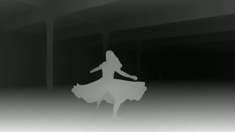 The same frame as a depth map made by Video Depth Anything Small