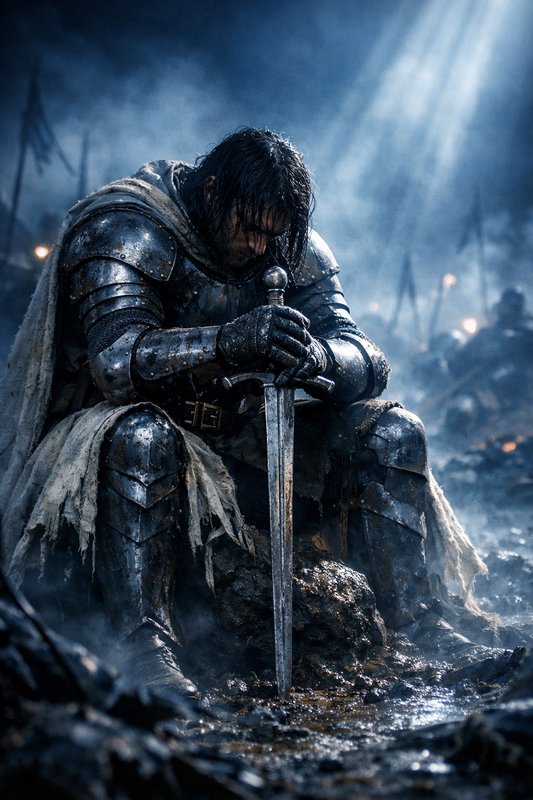 A somber medieval knight in heavy, weathered armor | chris70 on ...