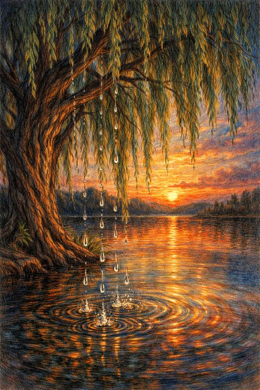 A luminous sunset over a calm lake framed by a lar | chris70 on ...