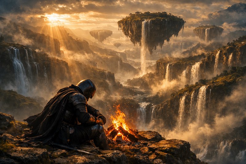 A dramatic fantasy landscape shows a lone armored | chris70 on ...