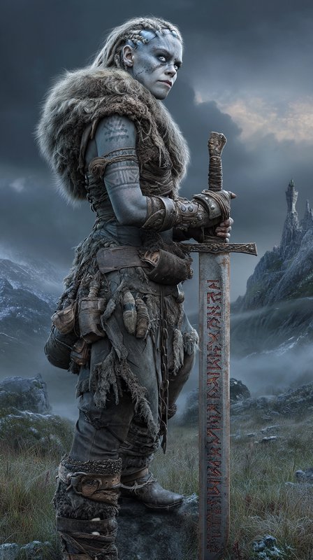 A battle-ready female warrior stands tall in rugge | chris70 on ...