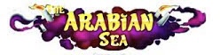 Logo featuring the text "Arabian Sea" with purple waves and yellow accents.