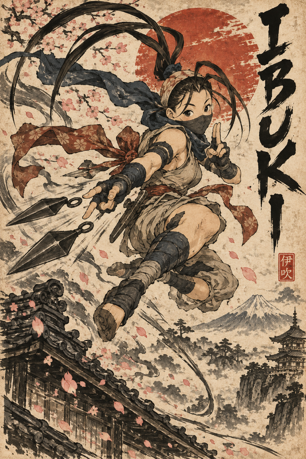 Dan Hibiki from Street Fighter firing a pink ki attack — AI art by ...