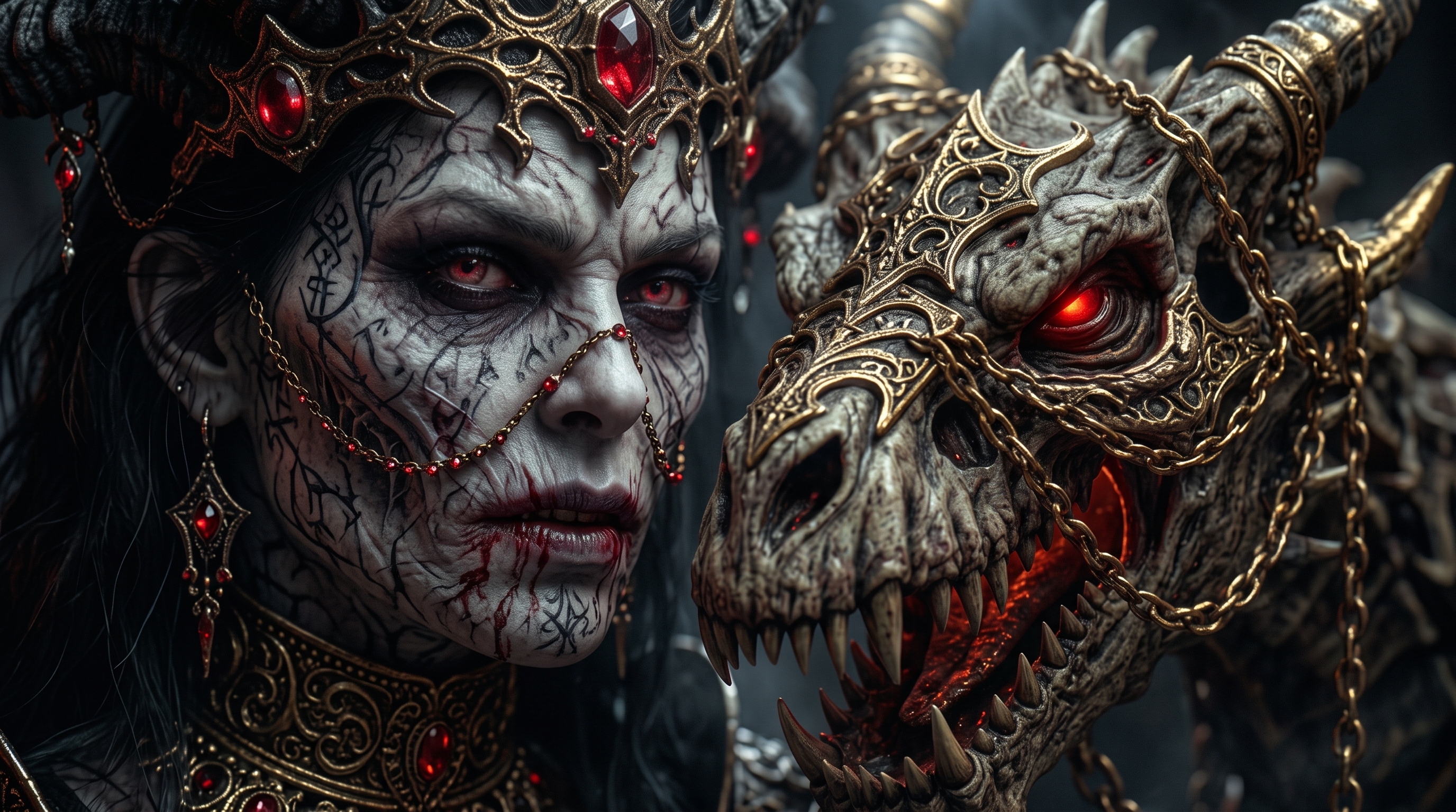 Rune-covered undead lich queen stands — AI art by @trank | BudgetPixel