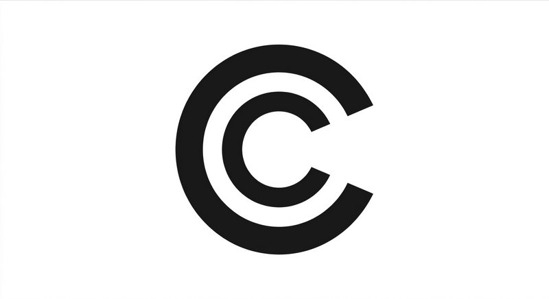 Minimalist monochrome nested open double C logo in solid black, centered on a plain white background