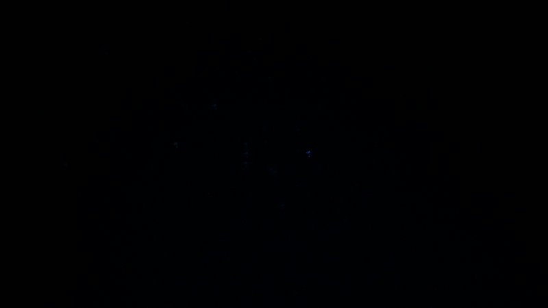 Faint scattered distant stars appear against a nearly pitch-black dark night sky in low-light ast...
