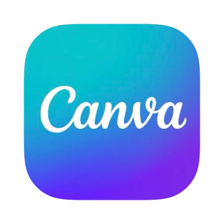 Rounded square Canva app icon with smooth teal-to-purple gradient background, centered white curs...