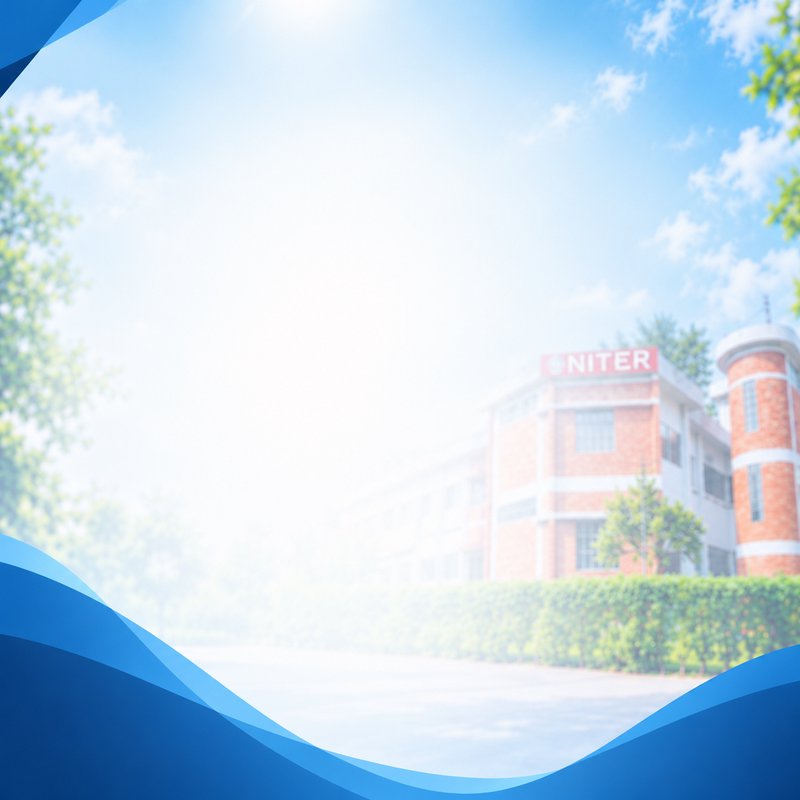 Framed sunny template background with NITER campus building and empty central copy space