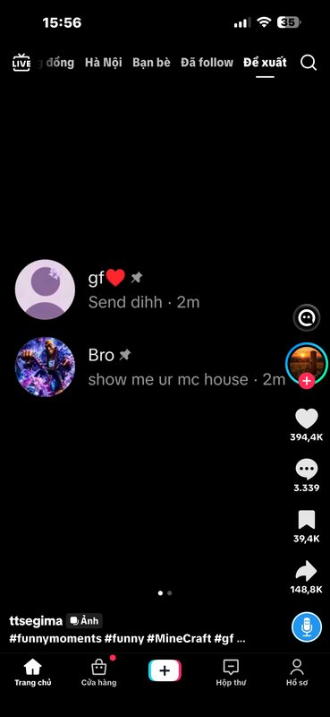 Screenshot of dark mode Vietnamese TikTok showing a funny chat meme comparing girlfriend and frie...