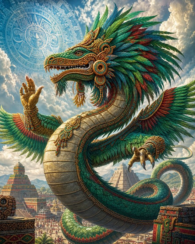 Quetzalcoatl 
I suppose I shouldn't say Quetzalcoatl is a supernatural creature as Quetzalcoatl is the feathered serpen