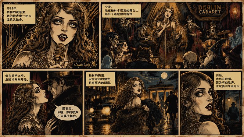 Gothic comic page depicting a fanged
