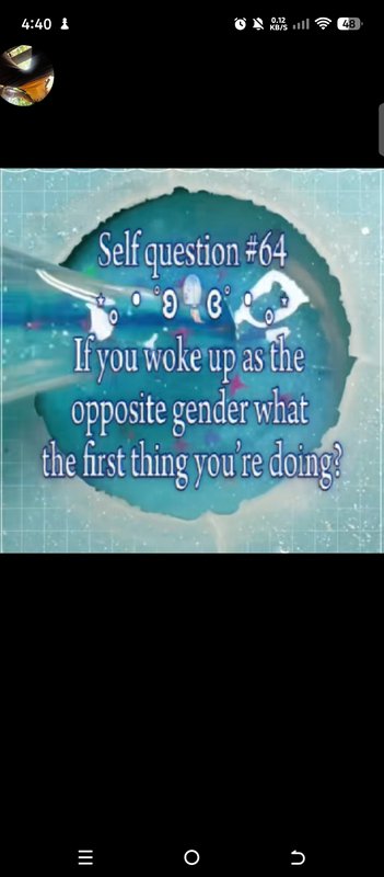 Interactive social media prompt graphic asking a fun gender swap question over a sparkly teal res...