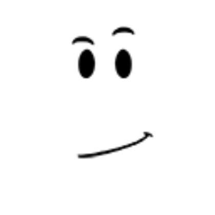 Minimalist sketch-style friendly face with oval eyes, arched eyebrows, and lopsided smile on plai...