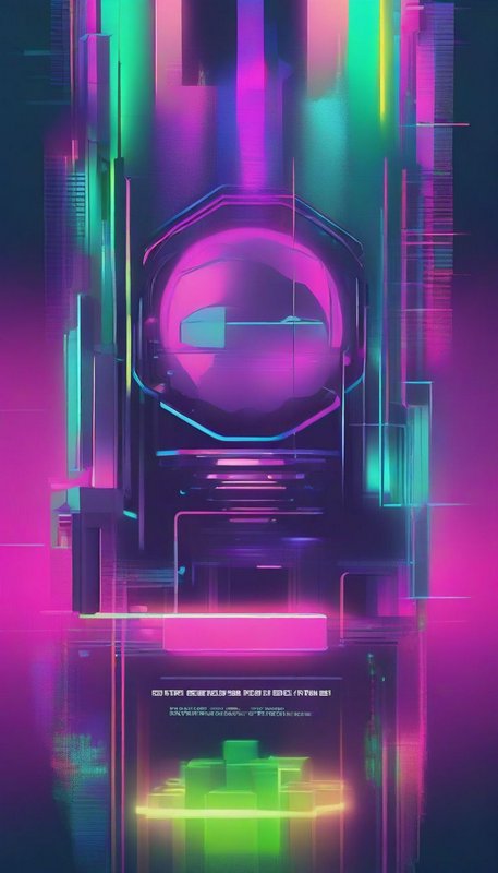 Glitching cyberpunk astronaut helmet framed by glowing vertical neon skyscraper lines