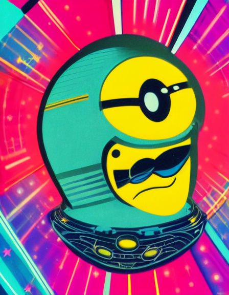 Stacked cool sunglasses emojis inside a teal astronaut helmet against a bright neon radial burst ...